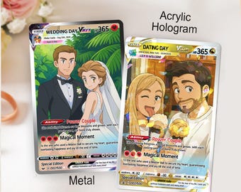 Custom Photo Anime Gift for Couple, Gifts from Wife, Personalized PokeLove Card, Wedding Gift, Newlywed Gifts, Anniversary Gift, Family Gift