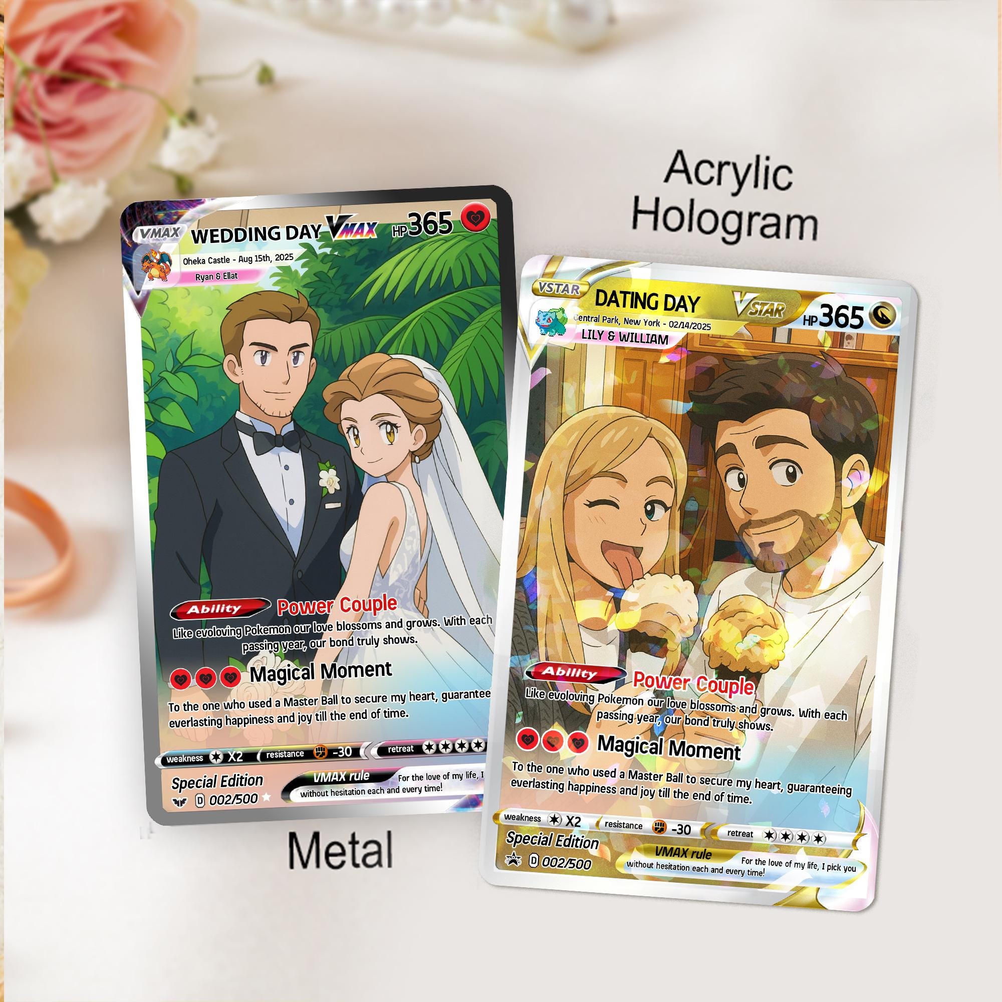 Custom Photo Anime Gift for Couple, Gifts from Wife, Personalized PokeLove Card, Wedding Gift, Newlywed Gifts, Anniversary Gift, Family Gift