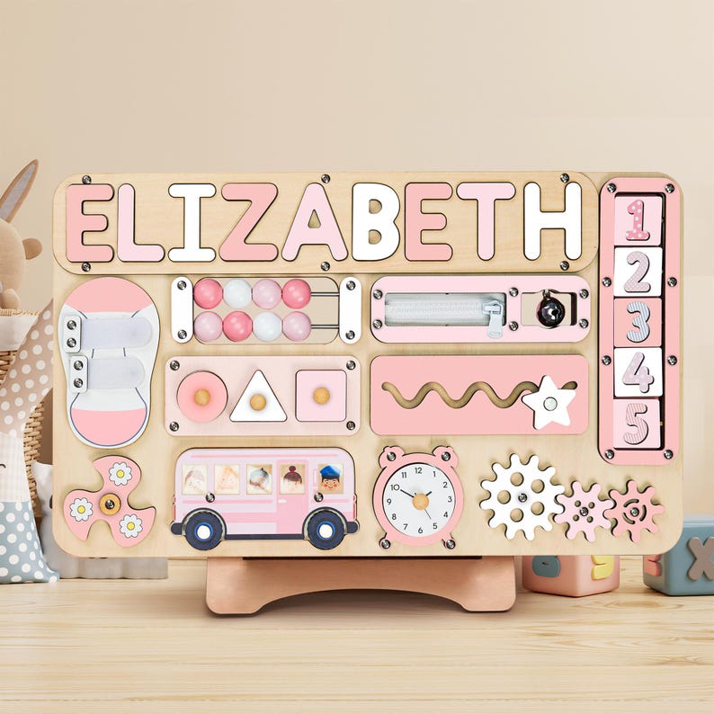 Wooden Busy Board Puzzle, Nursery Decor, First Christmas Gift