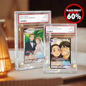 Personalized Poke Love Acrylic Card, Custom Anime Themed Couple Gift with Photo, Unique Anniversary Present for Gamer Husband or Boyfriend