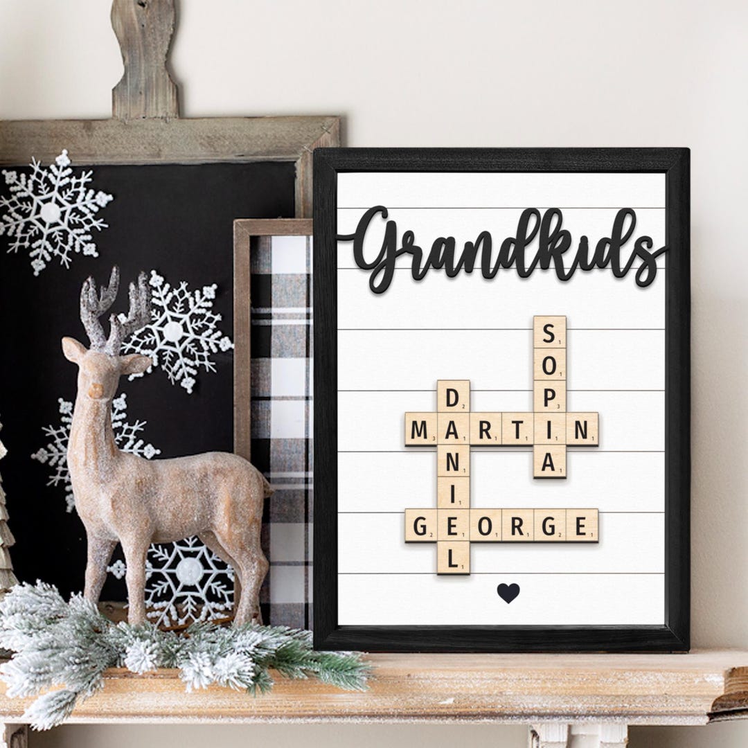 Custom Letter Tile, Personalized Crossword Family Print, Family Name