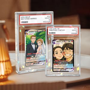 Personalized Poke Love Acrylic Card, Custom Anime Themed Couple Gift with Photo, Unique Anniversary Present for Gamer Husband or Boyfriend