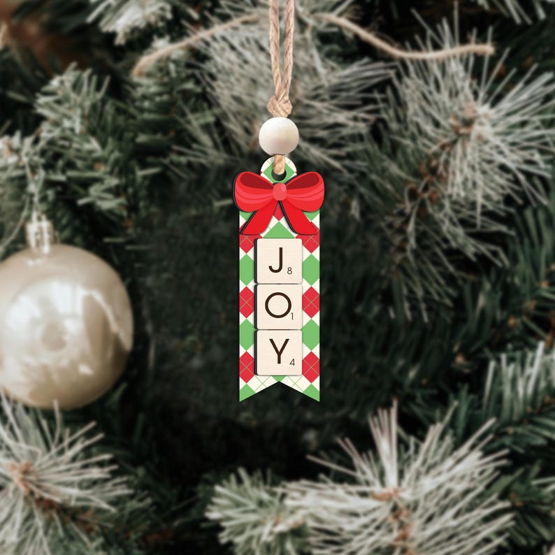 Custom Scrabble Letter Name Ornaments, Personalized Scrabble Puzzle