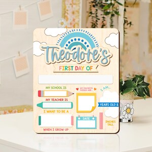 Custom First and Last Day School Sign with Name, Back to School Photo Board for Kindergarten, Preschool, 1st Grade Kids Photo Prop SS90