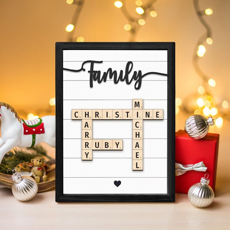 Custom Letter Tile, Personalized Crossword Family Print, Family Name