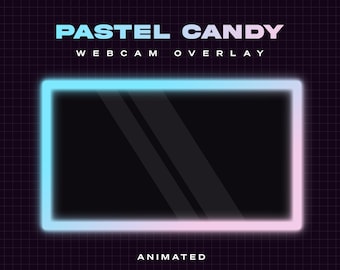 Pastel Candy Animated Webcam Overlay, Glowing Stream Overlay, Camera Frame, Twitch Streaming Overlay, Webcam Border, Facecam Frame