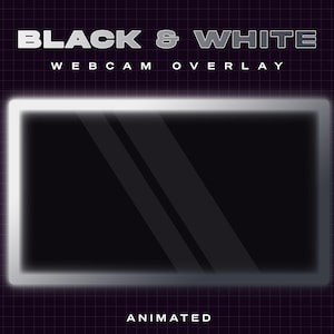 Black and White Animated Webcam Overlay, Glowing Stream Overlay, Camera Frame, Twitch Streaming Overlay, Webcam Border, Facecam Frame