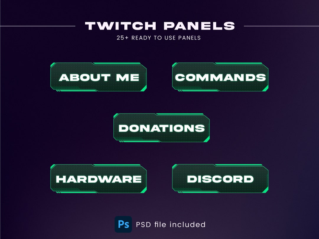 Twitch Panels - Green Futuristic Panels for About Page on Twitch ...