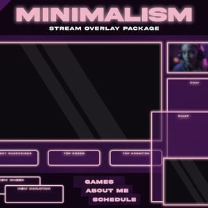 Purple LoFi Twitch Overlay Package - LoFi Minimalist stream overlay package, Glowing Neon Stream Design, Modern Clean Twitch Overlays
