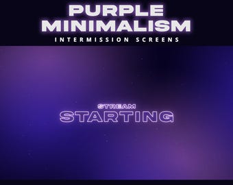 Twitch Stream Screens Bundle | Animated Starting Soon, Ending, BRB & Offline Screens | Purple Neon Stream Intermission Screens