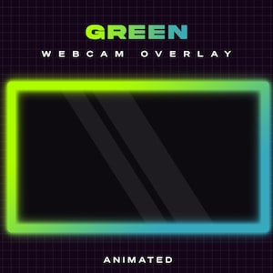 Grün animierte Webcam Overlay, leuchtende Stream Overlay, Kamerarahmen, Twitch Tracking Overlay, Webcam Rahmen, Facecam Rahmen