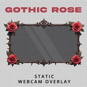 Gothic Rose Webcam Overlay Frame - Thorny Vine Border Statisk Overlay för streaming - Dark Academia Vintage Frame PNG - Twitch YouTube OBS