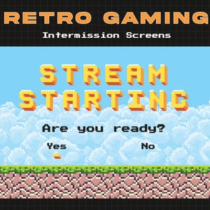 Retro Gaming Intermission Screens - 8-Bit Pixel Art Themed Twitch Screens | Stream Starting, Be Right Back, Stream Ending, Stream Offline