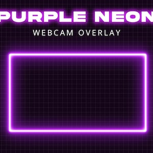 Paars neon: geanimeerde webcam-overlay, gloeiende stream-overlay, cameraframe, Twitch-streaming-overlay, webcamrand, Vtuber-items