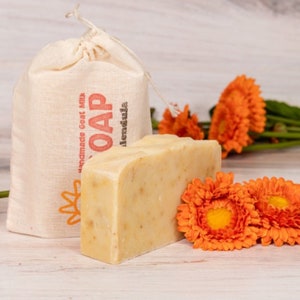 Calendula Goat Milk Soap with cotton bag