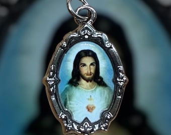Sacred Heart of Jesus, Sagrado Corazon de Jesus, Catholic Medals/Charms, Double-sided with the same image