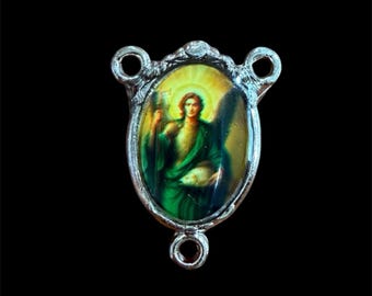 Archangel Raphael Catholic Rosary Centerpiece: Double-sided images