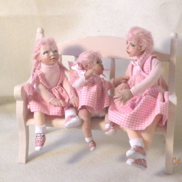 The Pearl Sisters  OOAK handsculpted  doll trio