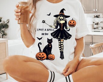 Vintage Witch Shirt - Retro Style Witchcraft Tee Magical Witch Shirt - Hand-Drawn Spells and Potions Design