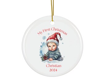 My First Christmas Ornament for Baby Holiday Gift for New Parents Personalized First Christmas Ornament for Baby - Custom Baby&#39;s Christmas