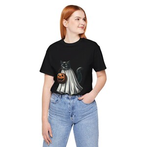 Spooky Black Cat Shirt - Perfect Halloween Costume Vintage Style Black Cat Shirt for Halloween Fun Halloween Black Cat Tee -Cute and Festive