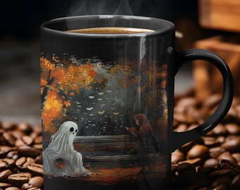 Halloween mug Housewarming Party Gift Ghost Mug Presents Ghostly Bookish Mugs mom Gift Office Coworker Gifts sister gift Book Lover Coffee