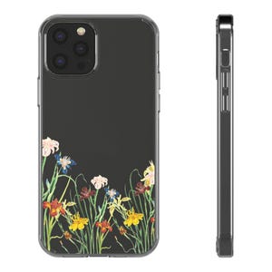Floral Clear Phone Case with Vibrant Blooms, Stylish Clear Cover, Floral Design Phone Case, Transparent Case for Spring, Gifts for Nature