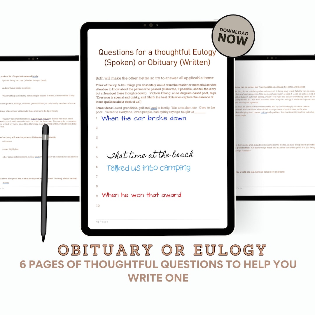 Obituary Questions Eulogy How to Write Obituary Job Aid Funeral Speech