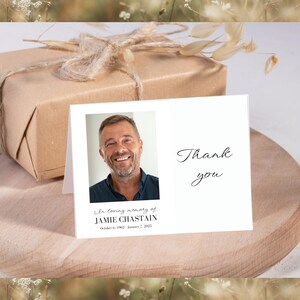 Funeral thank you note card photo Custom funeral service/minimalistic no template digital download designed celebration of life thanks