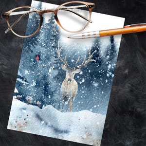 Jäger Karte Digital Buck Karte Hirsch Natur Karte Jagd Karte Valentinstag Karte Sofort Download Wald Winter Grusskarte