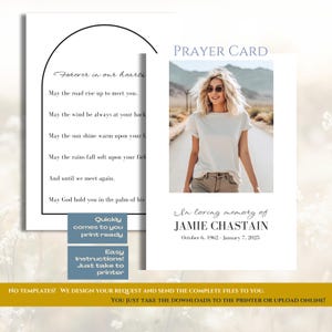 Editable Funeral Prayer Card Printable Memorial Prayer Card DESIGN, MINIMALIST Prayer Card, Celebration of life, Prayer Card Funeral custom