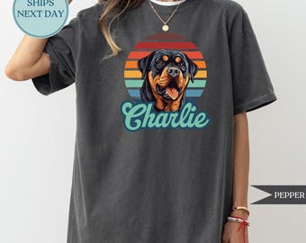 Custom Pet Portrait T-Shirt | Comfort Colors Dog Photo & Name Tee | Personalized Dog Mom Dad Gift