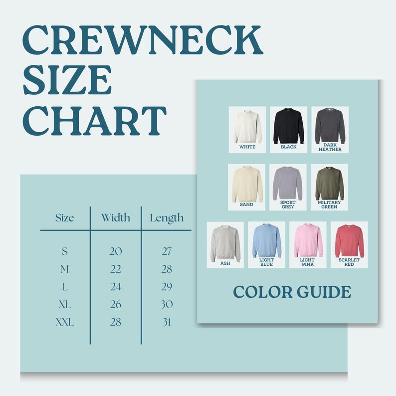 the crew neck size chart for the crew neck sweater
