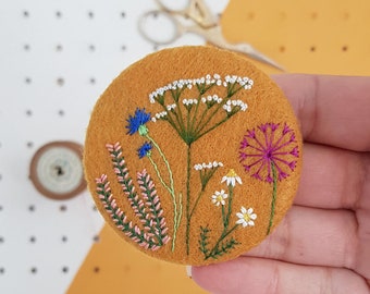 mustard floral brooch