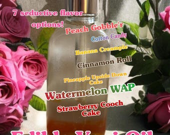 Edible Yoni Oil | Flavored Intimate Oil for Sensual Self-Care & Couples Play | Sweet-Tasting Body Oil in 7 Seductive Scents