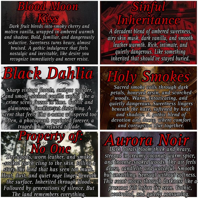 Blood Moon Kiss Perfume fragrance | gothic Vanilla Cherry Perfume Oil/Mist | vampire haunting Scent | Luxury Gothic choose your own Scent! image 3