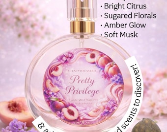 Perfume en spray Pretty Privilege / Fragancia floral de melocotón dulce / Aroma afrutado floral con ámbar y almizcle / Perfume femenino / Perfume artesanal
