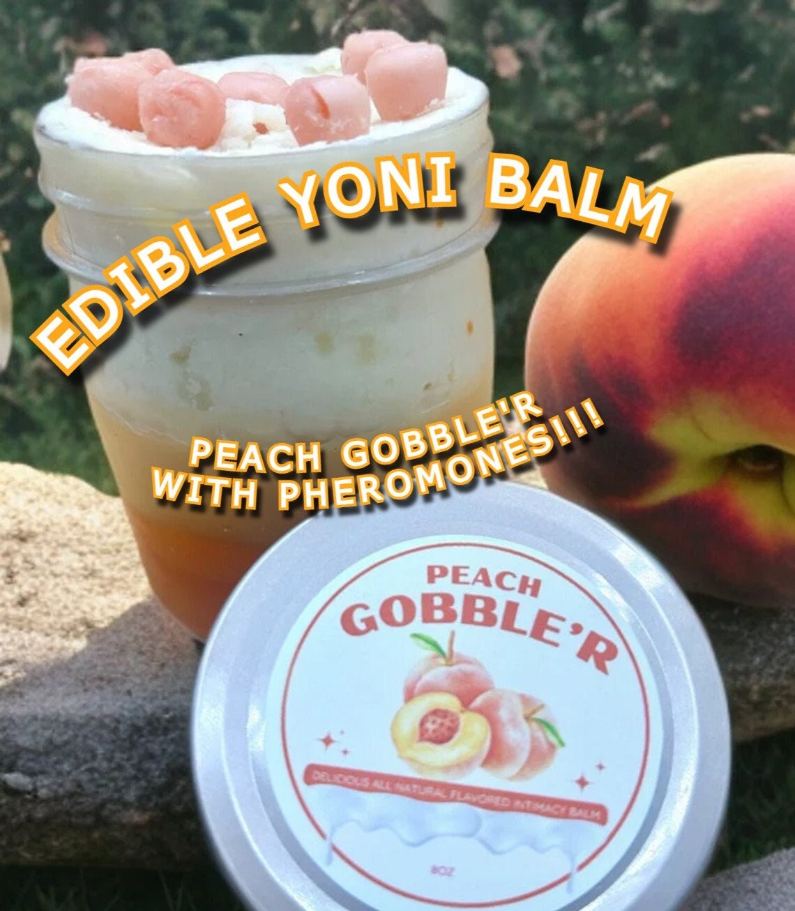 Edible Yoni Balm Feminine Attraction Edible Pheromone infused flavored yoni intimacy balm, Handmade Vegan Natural Bedroom Candy Organic