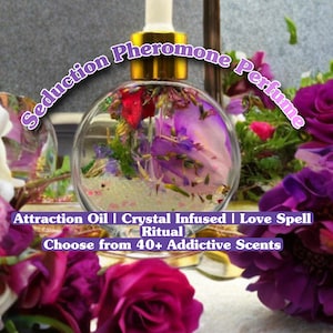 Seduction Pheromone Perfume Oil | Attraction Ritual Oil | Love Spell Perfume | Crystal Infused Scent | Manifestation Oil | Feminine Energy