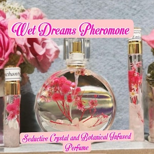 Wet Dreams | Seductive Pheromone Perfume & Manifestation Oil | Handmade Botanical Fragrance | Flirty Crystal-Infused Perfume Oil or Spray |