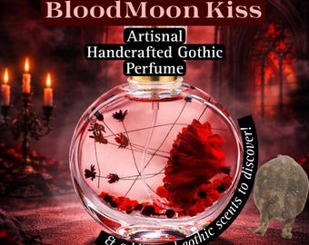 Perfume Blood Moon Kiss / Perfume gótico con aceite/bruma de vainilla y cereza / Aroma inquietante de vampiro / Gótico de lujo ¡elige tu propio aroma!
