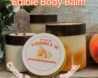 Bálsamo corporal comestible con sabor a melocotón. Bálsamo corporal hidratante hecho a mano. Manteca corporal con aroma dulce natural. Bedroom Attraction con sabor a melocotón.