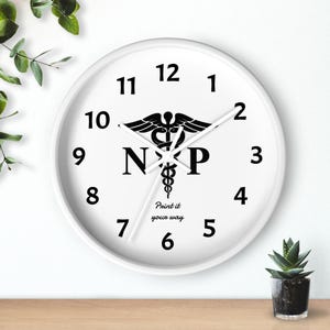 Nurse Practitioner Caduceus Wall Clock | NP Medical Symbol Clock