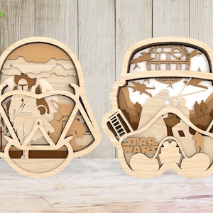 3D Multilayer War Star Decor Home Svg, Star Wars Character Holiday Decor Lasercut SVg, Layered Star Wars Scene Svg, Glowforge