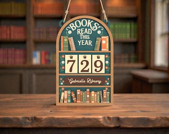 Letrero de seguimiento de libros personalizado / Tablero de objetivos de lectura de este año / Contador de desafíos de lectura / Decoración personalizada para estanterías de biblioteca / Regalo para lectores