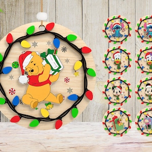Cartoon kerst ornament laser gesneden bestand Svg, cartoon hout teken Svg, stripfiguur Svg, kerstcadeau, kerst Decor, Glowforge Svg-bestand