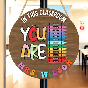 Teacher Door Hanger, Teacher Door Hanger, Teacher Gift Door Hanger, Personalized MDF Classroom Wall Art, In This Classroom You Are