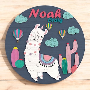 Llama Alpaca bedroom door, plaque farm animal nursery sign Children‘s, Personalized Llama Name Sign, Desert Theme Nursery Wall Art