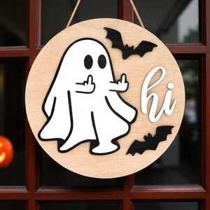 Grappige deurhanger Halloween-spook: middelvingers, vleermuizen, spookachtig decor