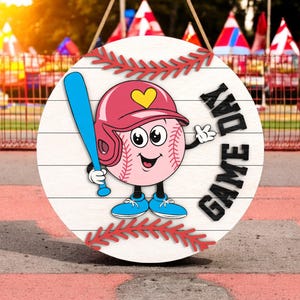 Baseball Door Hanger, Front Door Decor for Baseball Family, Game Day Baseball Door Sign, Kids Baseball Decor, Sports Theme Door Sign